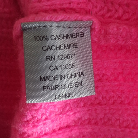 360 Cashmere XS Hot Neon Pink Cropped Chunky Knit Sweater Relaxed Boxy Luxury - Picture 5 of 9